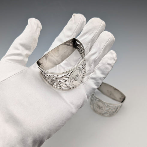 1912年 英国アンティーク 純銀製 D型ナプキンリング ペア 56g Fenton Brothers